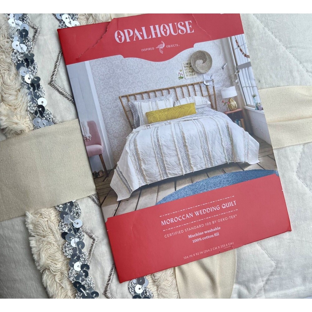 Opalhouse Moroccan Wedding Quilt Cream Embellished King NWT
